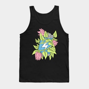 overgrown with flowers, electric battery. Tank Top